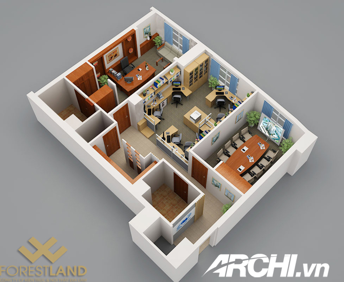 Công ty truyền thông Archi - Thiết kế nội thất văn phòng hiện đại 100m